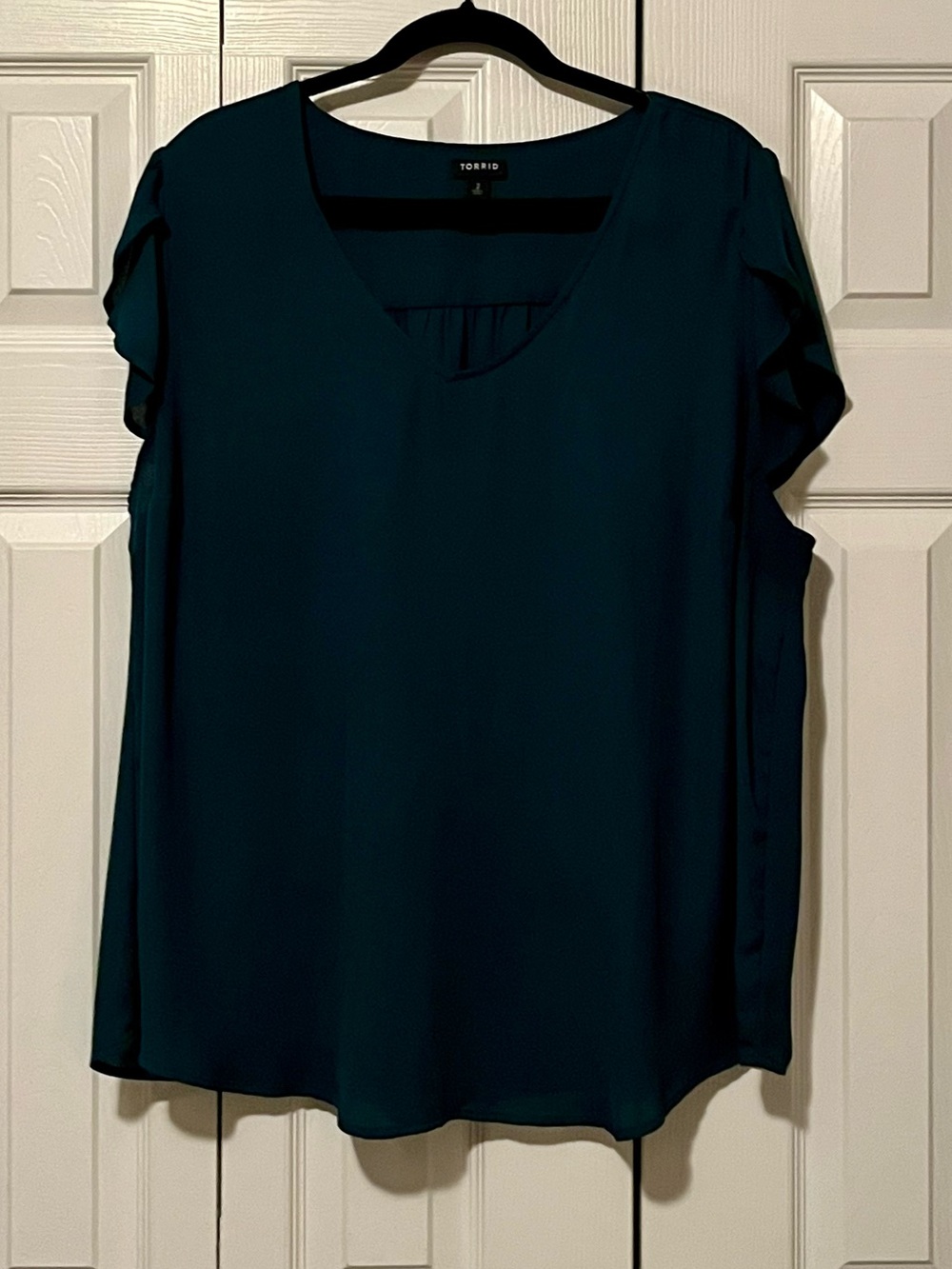 Torrid Green Tulip Sleeve V-Neck Blouse